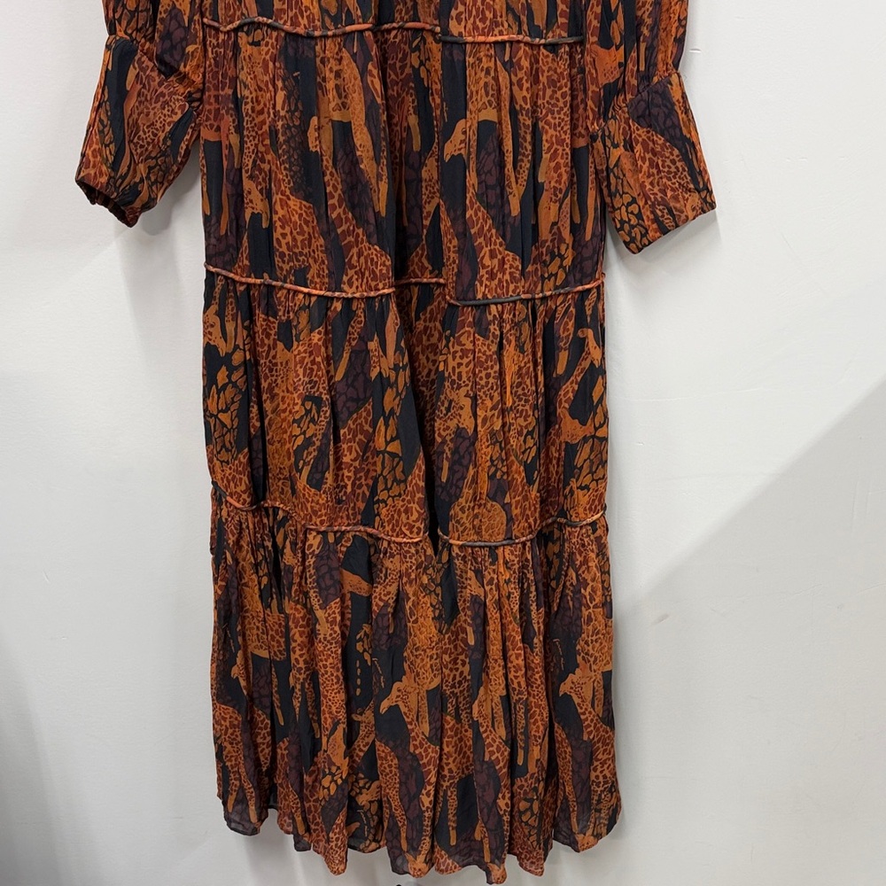 Farm Rio Black Giraffes Puff Sleeve Maxi Dress xs NEW - Picture 5 of 12